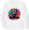Magical and Funny Disc Jokey Gifts DJ Teddy Bear Long Sleeve T-Shirt - White