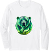 Northern Lights Polar Bear Clothes Aurora Borealis Alaska Northern Lights Polar Bear Long Sleeve T-Shirt - White
