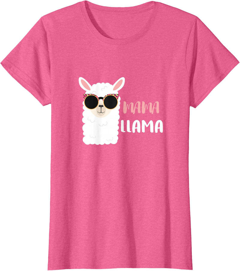 funny Mama Llama Co. Mama Llama, llama wearing sunglasses gift for women T-Shirt - Pink Heather