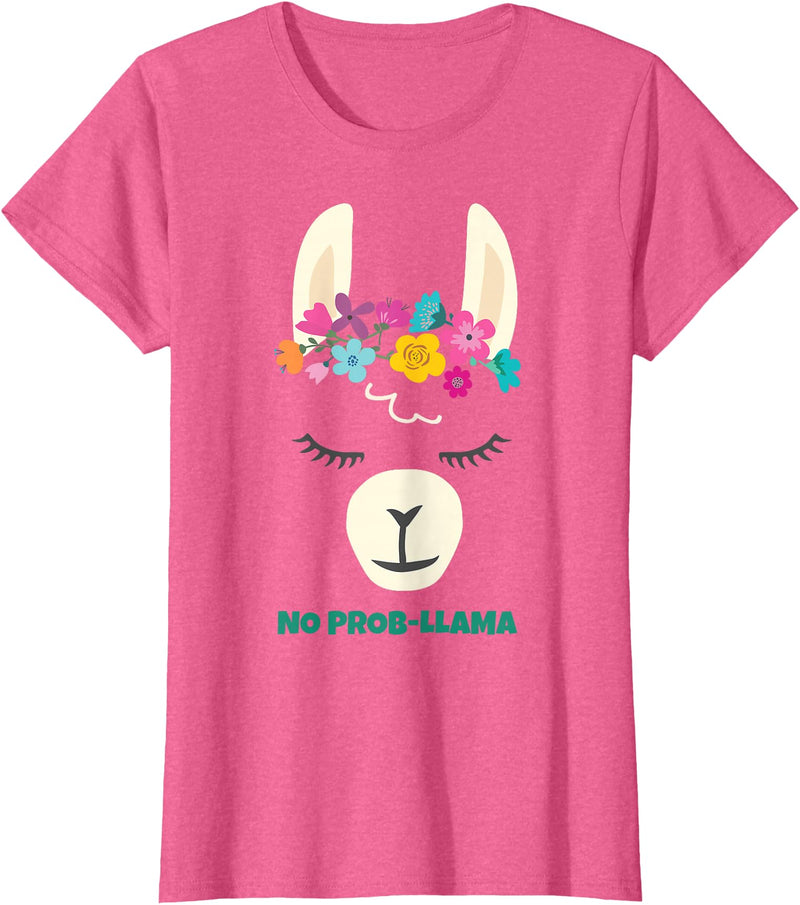 Llama Shirts & Alpaca Gifts No Prob Llama Christmas Women Kids Girls Birthday T-Shirt - Pink Heather