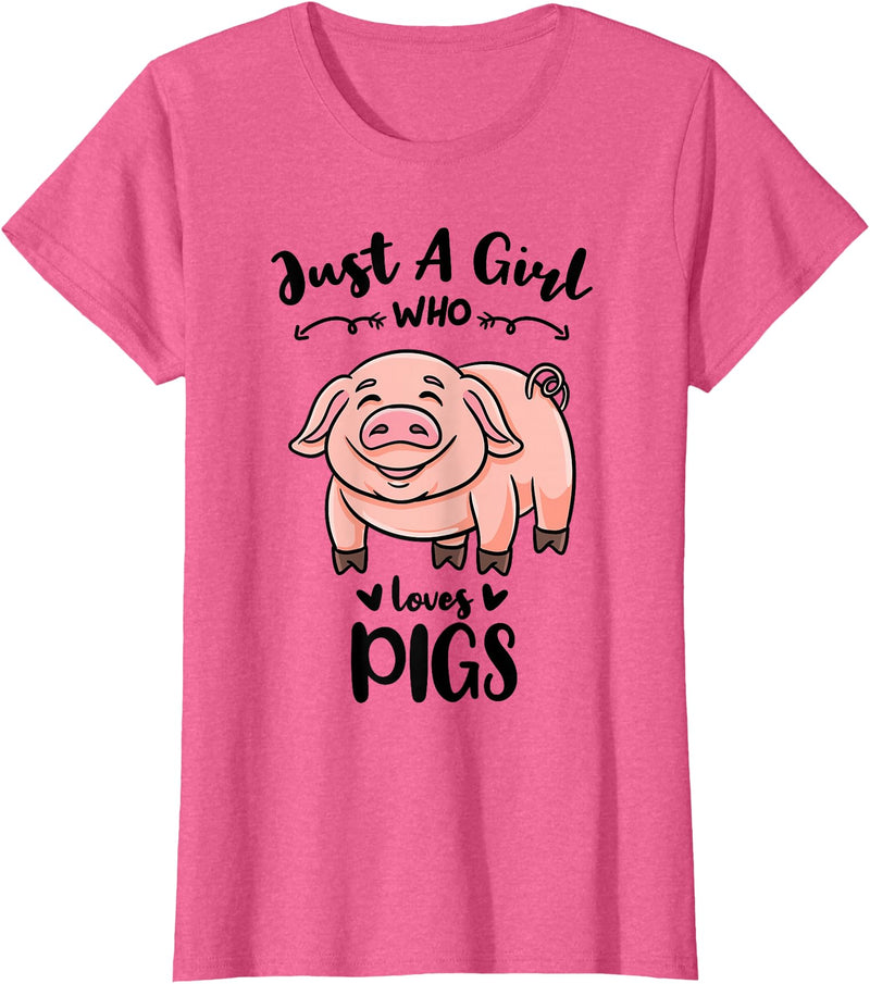 Just A Girl Who Loves Pigs T-Shirt - Pink Heather