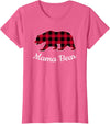 Papa & Mama Bear Outfit Mama Bear Pajama Red Buffalo Plaid T-Shirt - Pink Heather