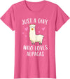 Cute Alpaca Llama Lover Clothing Gifts For Women Just A Girl Who Loves Alpacas Funny Alpaca Gifts for Girls T-Shirt - Pink Heather