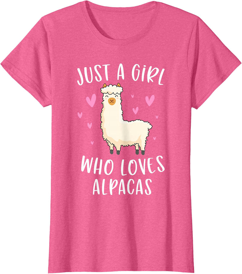 Cute Alpaca Llama Lover Clothing Gifts For Women Just A Girl Who Loves Alpacas Funny Alpaca Gifts for Girls T-Shirt - Pink Heather