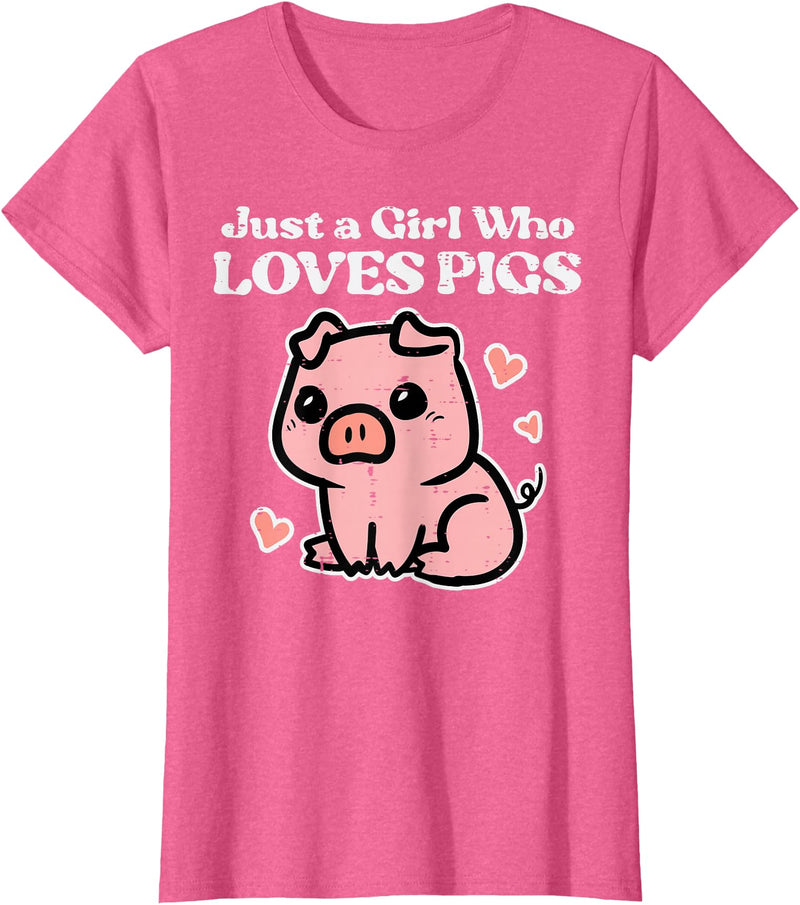 Pig Lover Shirts For Men Women Kids Just A Girl Who Loves Pigs Cute Hog Swine Toddler Girls Kids T-Shirt - Pink Heather