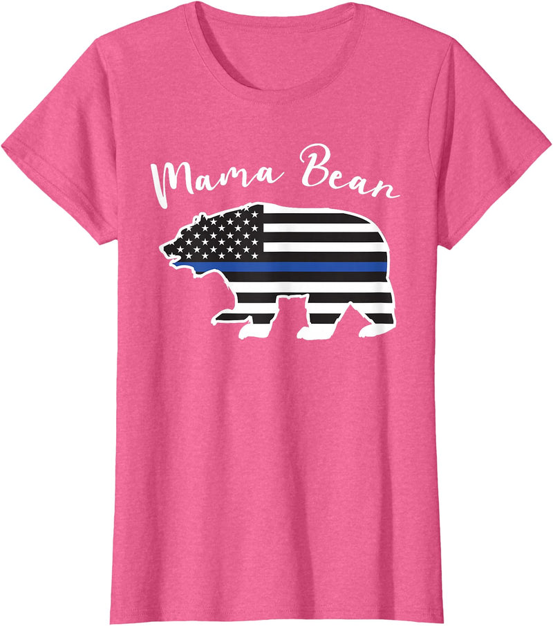 TourisTeez for Mama Bear Women Police Flag Womens MAMA BEAR | Police Flag Womens Police Mom Gift T-Shirt - Pink Heather