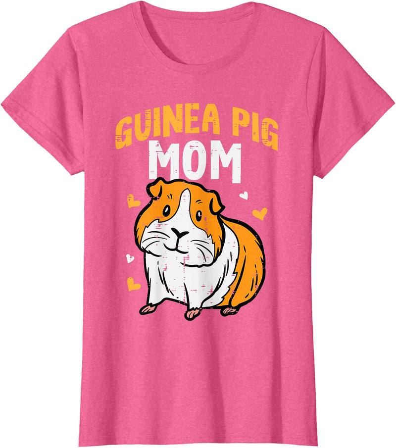 Guinea Pig Shirts For Men Women Kids Gift Guinea Pig Mom Cute Cavy Mama Mommy Mothers Day Animal Women T-Shirt - Pink Heather