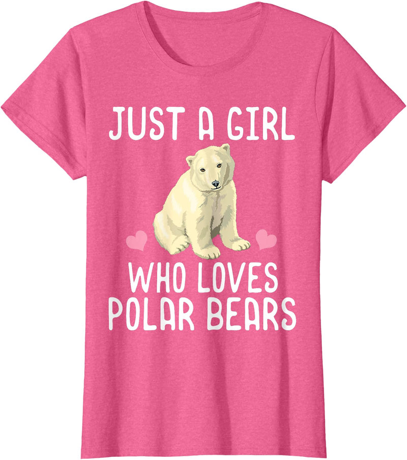 Polar Bear Lover Tees Just A Girl Who Loves Polar Bears T-Shirt Polar Bear Gift T-Shirt - Pink Heather