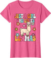 BALARI Just A Girl Who Loves Llamas Cute Groovy Alpaca Llama Kids T-Shirt - Pink Heather
