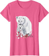 Mama Polar Bear and Baby Cub for Girls and Women T-Shirt - Pink Heather