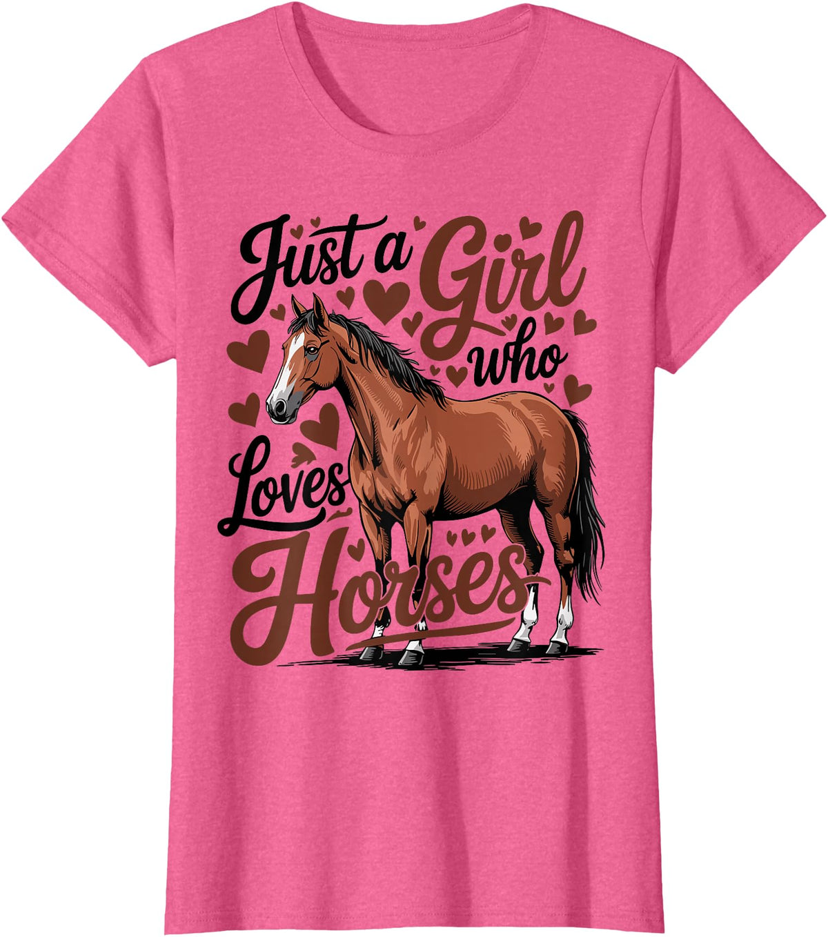 Funny Horse lover Horse Riding Just a Girl Who Loves Horses T-Shirt - Pink Heather