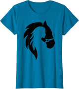 Happy Dog Merch Horse Lover Women Girl Western Gift T-Shirt - Sapphire Blue