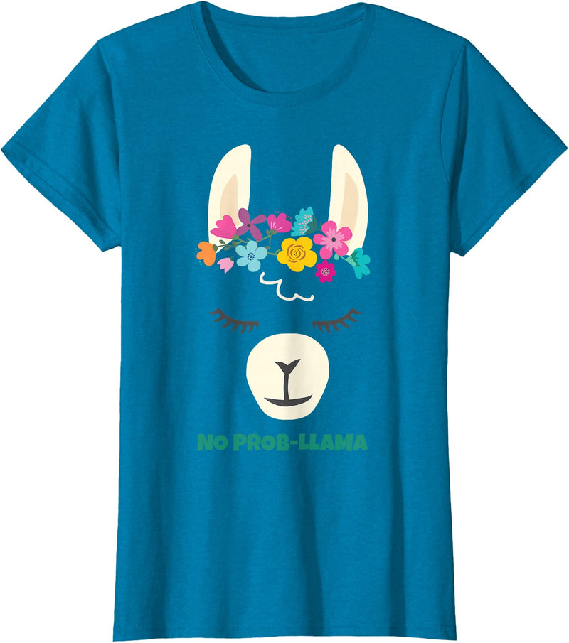 Llama Shirts & Alpaca Gifts No Prob Llama Christmas Women Kids Girls Birthday T-Shirt - Sapphire Blue