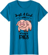 Just A Girl Who Loves Pigs T-Shirt - Sapphire Blue