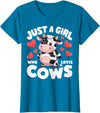 Cows for awesome Girls Farmer Cute Cow Just a Girl Who Loves Cows T-Shirt - Sapphire Blue