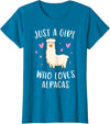 Cute Alpaca Llama Lover Clothing Gifts For Women Just A Girl Who Loves Alpacas Funny Alpaca Gifts for Girls T-Shirt - Sapphire Blue