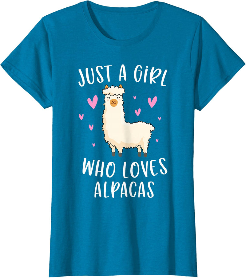 Cute Alpaca Llama Lover Clothing Gifts For Women Just A Girl Who Loves Alpacas Funny Alpaca Gifts for Girls T-Shirt - Sapphire Blue