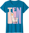 Retro Llama Alpaca Themed Girls Birthday Designs 10th Birthday Girl Cute Llama Alpaca 10 Years Old T-Shirt - Sapphire Blue