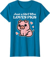 Pig Lover Shirts For Men Women Kids Just A Girl Who Loves Pigs Cute Hog Swine Toddler Girls Kids T-Shirt - Sapphire Blue