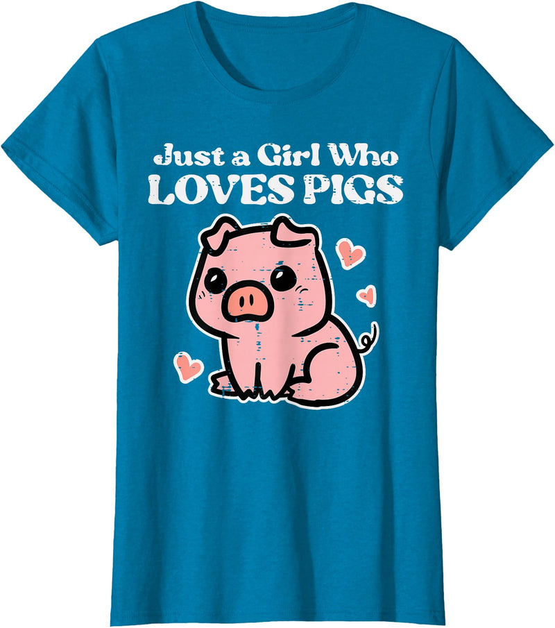 Pig Lover Shirts For Men Women Kids Just A Girl Who Loves Pigs Cute Hog Swine Toddler Girls Kids T-Shirt - Sapphire Blue
