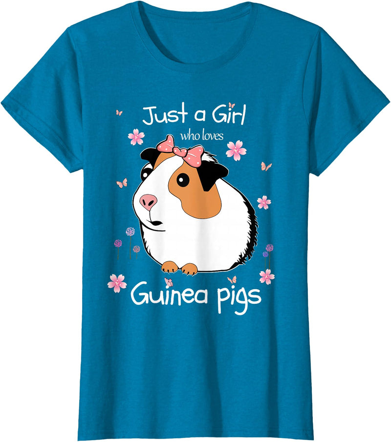 Just a Girl Cute Funny T-Shirts Just a Girl Who Loves Guinea Pigs - Cute Pets Lover Gift T-Shirt - Sapphire Blue
