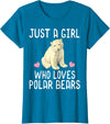 Polar Bear Lover Tees Just A Girl Who Loves Polar Bears T-Shirt Polar Bear Gift T-Shirt - Sapphire Blue