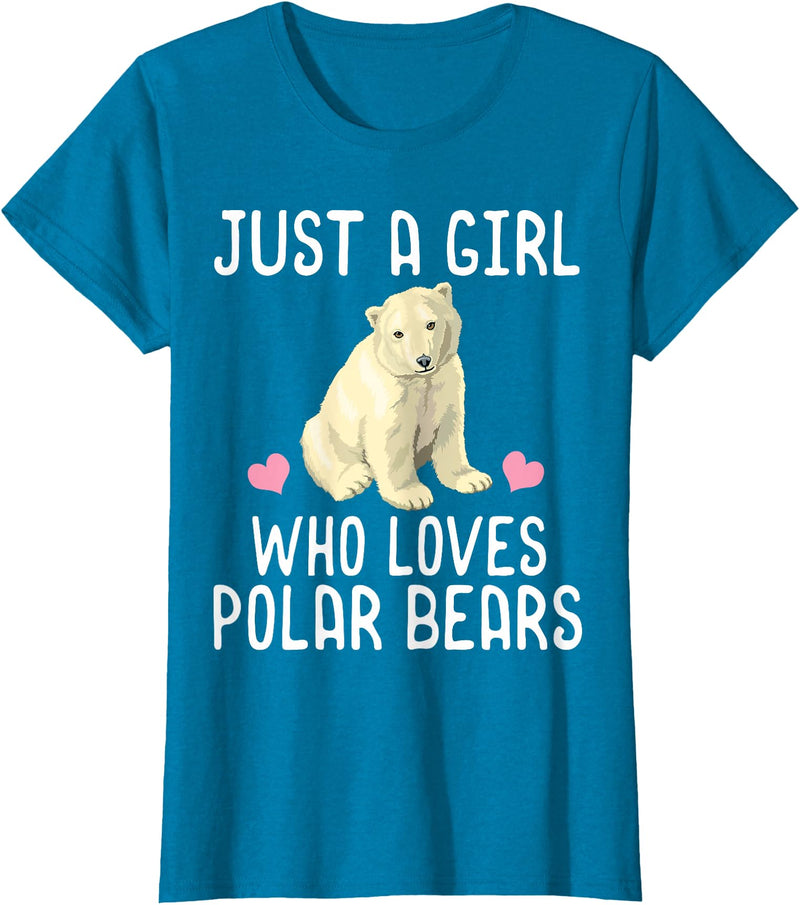 Polar Bear Lover Tees Just A Girl Who Loves Polar Bears T-Shirt Polar Bear Gift T-Shirt - Sapphire Blue