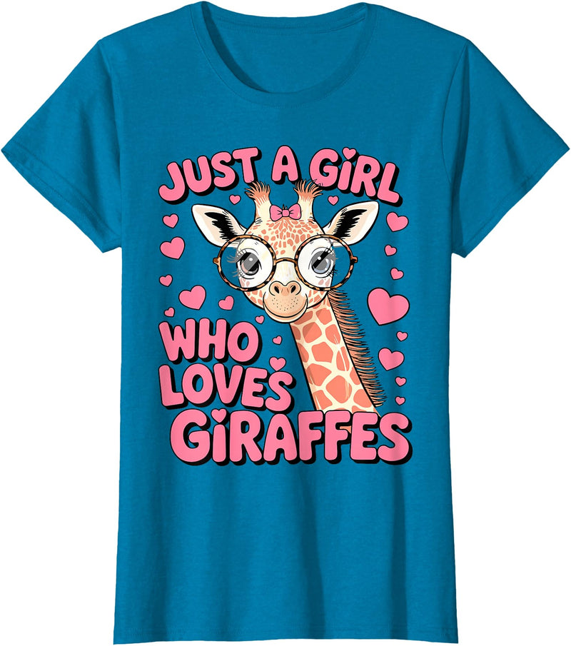 Funny Giraffes lover Just A Girl Who Loves Giraffes T-Shirt - Sapphire Blue