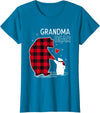 Papa & Mama Bear Outfit Grandma Bear Christmas Pajama Red Buffalo Plaid T-Shirt - Sapphire Blue