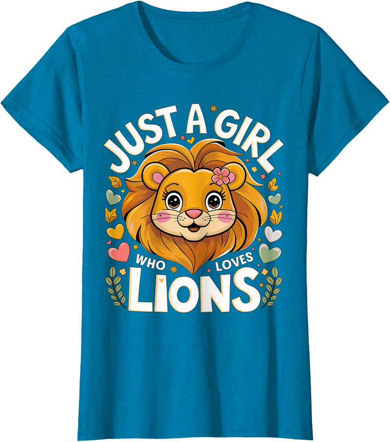Magical and Funny Lion lover Gifts Just a Girl who loves Lions T-Shirt - Sapphire Blue