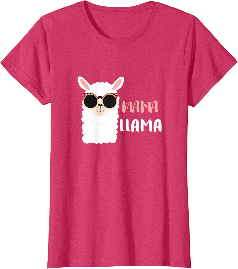 funny Mama Llama Co. Mama Llama, llama wearing sunglasses gift for women T-Shirt - Red Heather