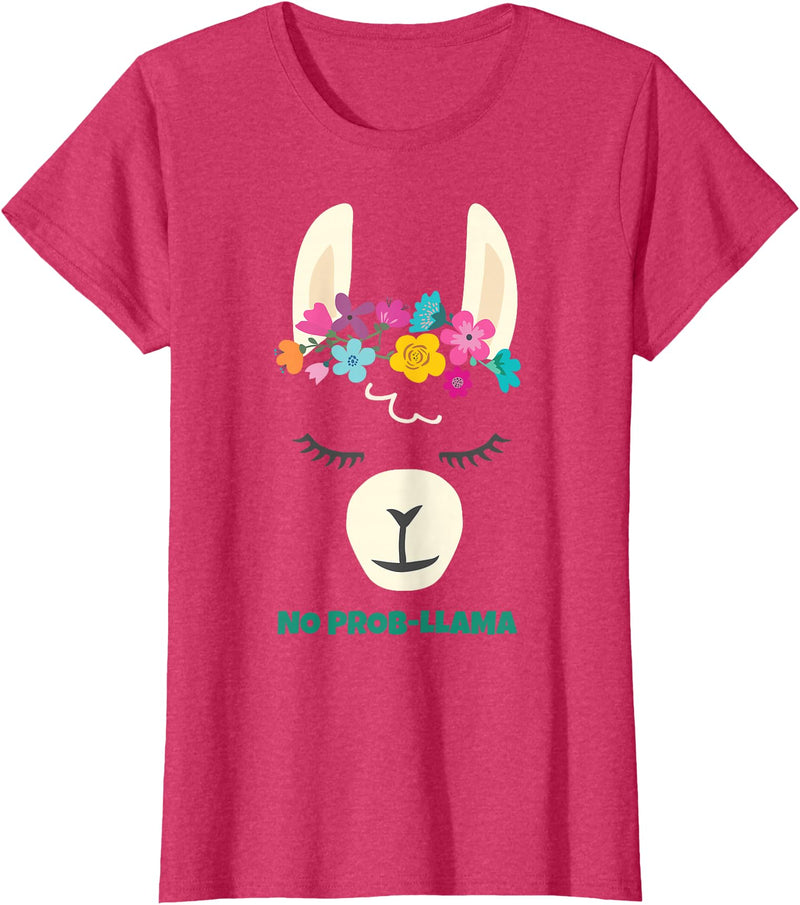Llama Shirts & Alpaca Gifts No Prob Llama Christmas Women Kids Girls Birthday T-Shirt - Red Heather