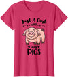 Just A Girl Who Loves Pigs T-Shirt - Red Heather