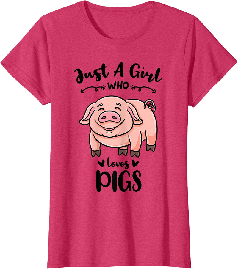 Just A Girl Who Loves Pigs T-Shirt - Red Heather