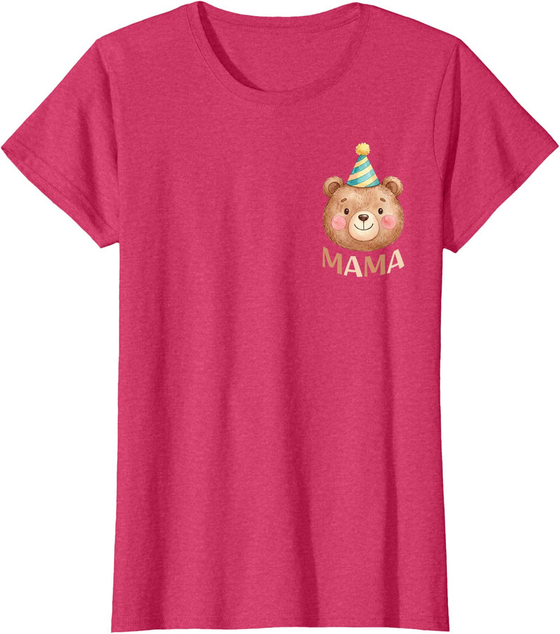 Beary First Birthday Family Matching Party TEE Mama Bear 1st Birthday Boy Girl Family Matching Party T-Shirt - Red Heather