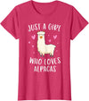 Cute Alpaca Llama Lover Clothing Gifts For Women Just A Girl Who Loves Alpacas Funny Alpaca Gifts for Girls T-Shirt - Red Heather