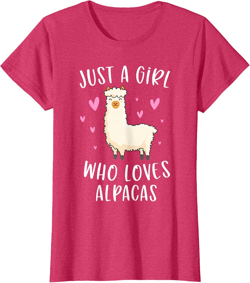 Cute Alpaca Llama Lover Clothing Gifts For Women Just A Girl Who Loves Alpacas Funny Alpaca Gifts for Girls T-Shirt - Red Heather