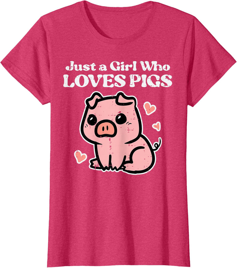 Pig Lover Shirts For Men Women Kids Just A Girl Who Loves Pigs Cute Hog Swine Toddler Girls Kids T-Shirt - Red Heather