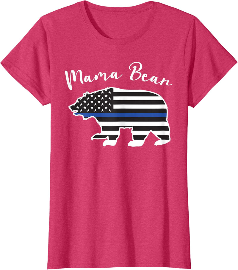 TourisTeez for Mama Bear Women Police Flag Womens MAMA BEAR | Police Flag Womens Police Mom Gift T-Shirt - Red Heather