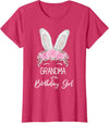 Grandma of the Birthday Girl"- Family Bunny Rabbit Birthday T-Shirt in Red Heather