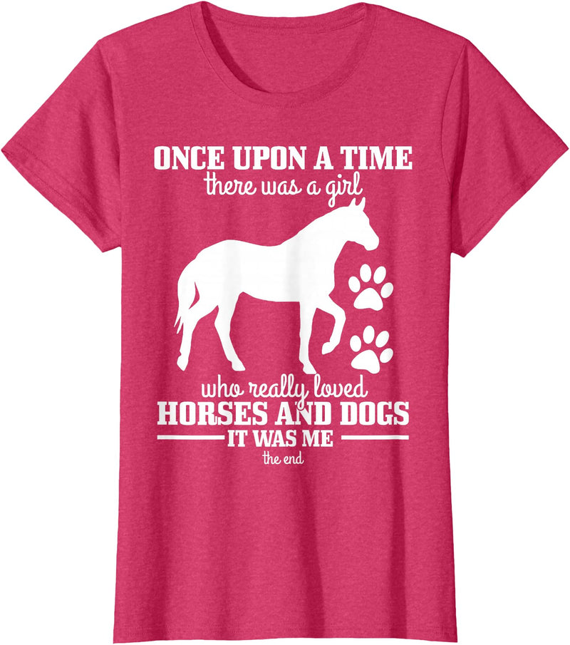 We Love Horses & Dogs - Gifts For Girls Horses & Dogs Funny Horse Girl Gift T-Shirt - Red Heather