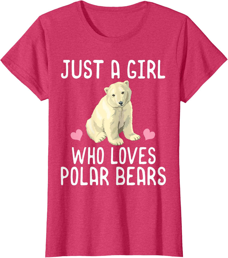 Polar Bear Lover Tees Just A Girl Who Loves Polar Bears T-Shirt Polar Bear Gift T-Shirt - Red Heather