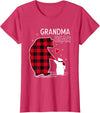 Papa & Mama Bear Outfit Grandma Bear Christmas Pajama Red Buffalo Plaid T-Shirt - Red Heather