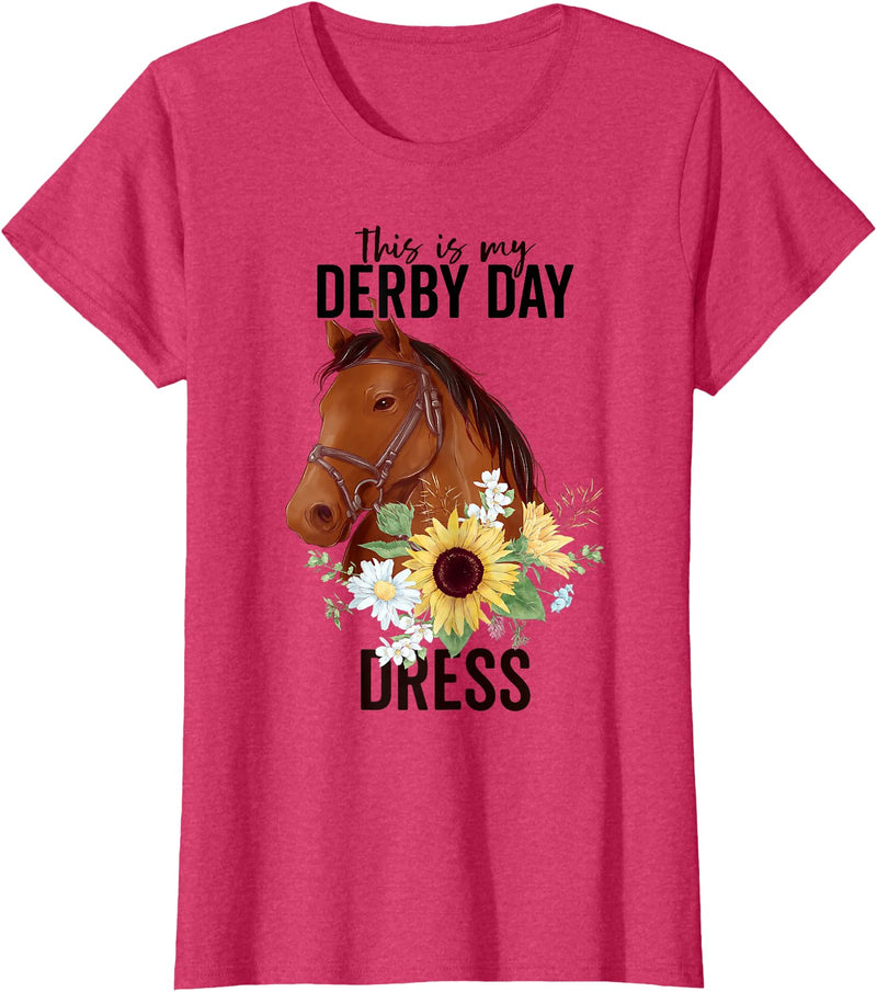 This Is My Derby Day Dress Outfit for Women This Is My Derby Day Dress Horse Flowers Women Horse Racing T-Shirt - Red Heather