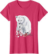 Mama Polar Bear and Baby Cub for Girls and Women T-Shirt - Red Heather
