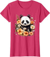 Floral Panda Bear Panda Bear Flowers Floral Girls Kids Funny Cute Panda Lover T-Shirt - Red Heather