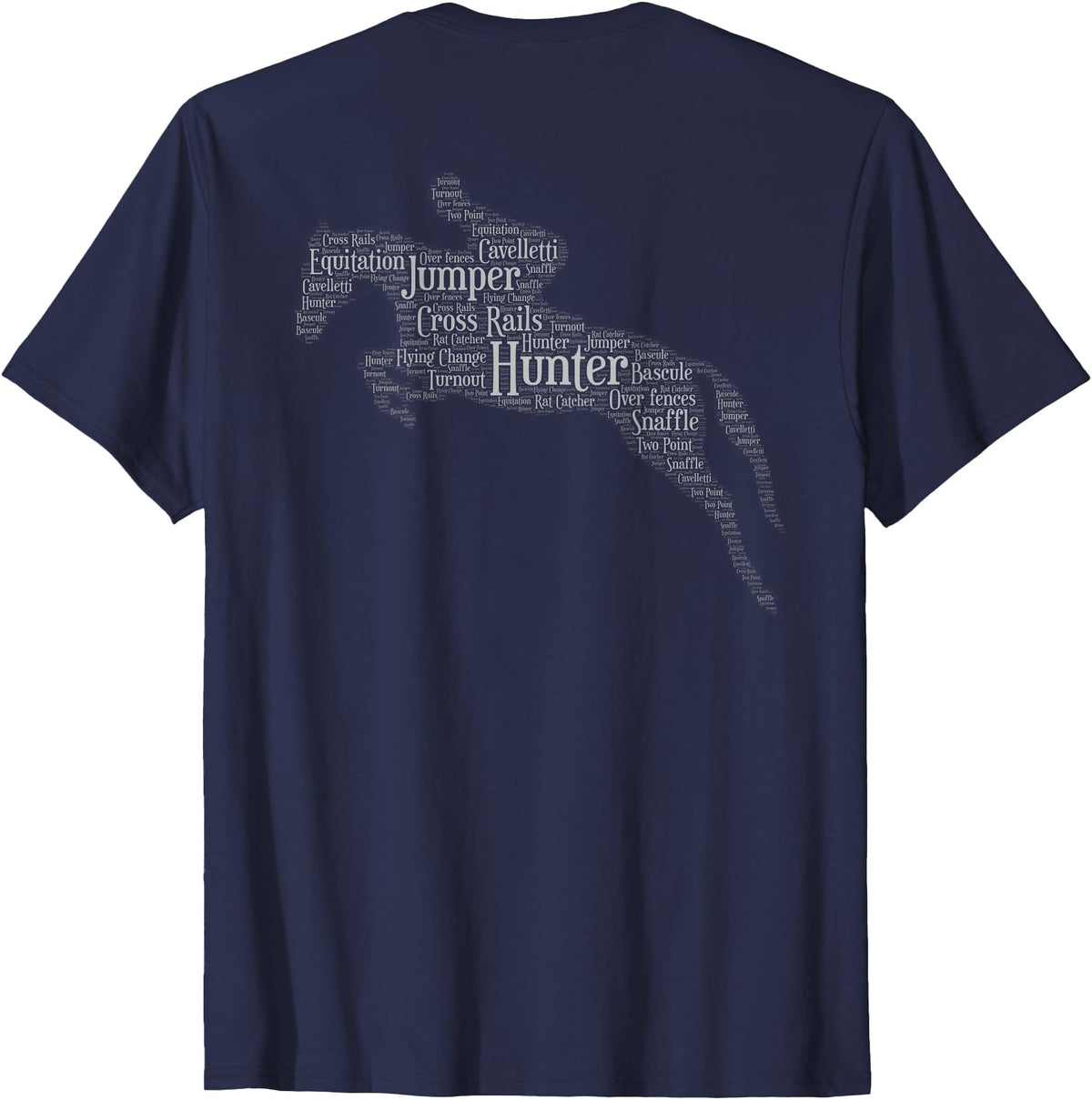Horse Lovers T-Shirts and Gifts Hunter Jumper Equestrian T-Shirt Black Unisex-Adults Classic Fit Short Sleeve Crew Neck T-Shirt S - Navy Blue