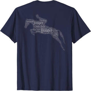 Horse Lovers T-Shirts and Gifts Hunter Jumper Equestrian T-Shirt Black Unisex-Adults Classic Fit Short Sleeve Crew Neck T-Shirt S - Navy Blue