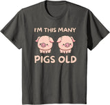 Pigs lover Birthday Gifts Toddler I'm This Many Pigs Old - 2nd Birthday Pig 2 Years Old Bday T-Shirt - Asphalt Grey