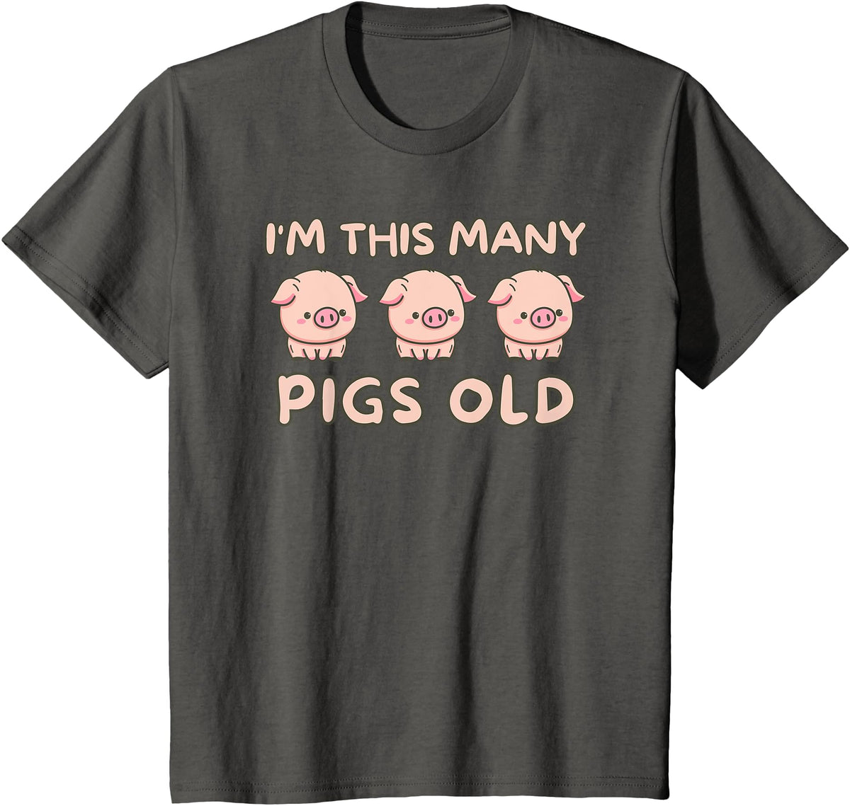 Pigs lover Birthday Gifts Toddler I'm This Many Pigs Old - 3rd Birthday Pig 3 Years Old Bday T-Shirt - Asphalt Grey